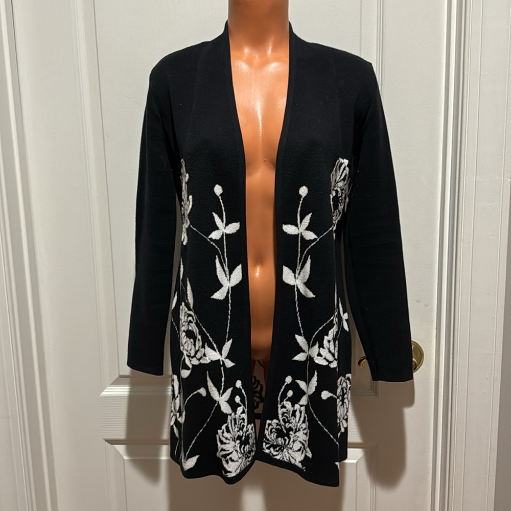 ALFANI Arched Garden Cardigan Black Petite Small PS SP $80 NWOT - Picture 4 of 11
